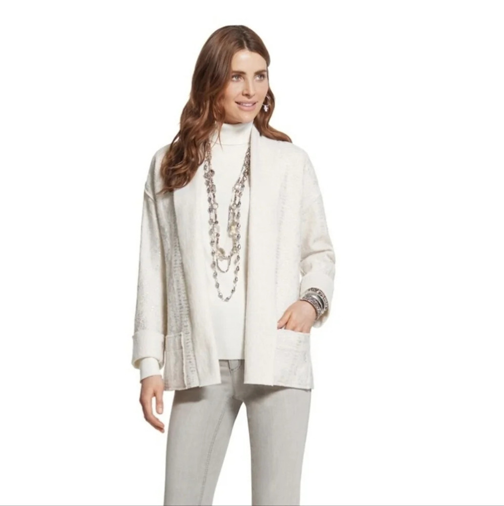 Chicos 100% Boiled Wool Shimmering Jacket size Small